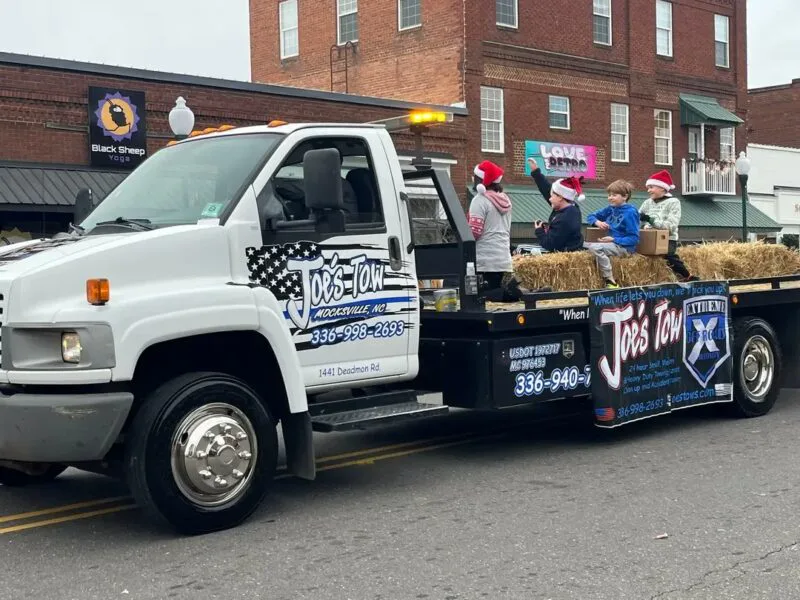 Joe’s Tow serving the Mocksville community Joe’s Tow truck participating in a Mocksville community parade